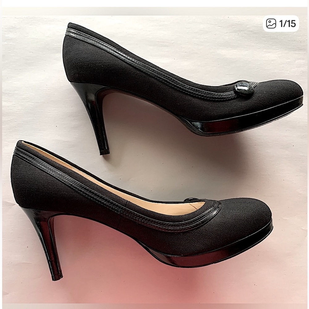 Nine West Black Amell Platform Heels